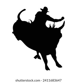 Vector Art of Bull Riding Silhouette