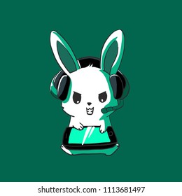 Vector art bunny gaming player