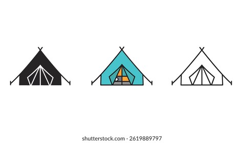 Vector Art Camp Tent Icon Set with Different Colors