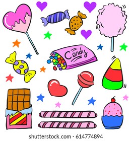 Vector art candy colorful doodle style