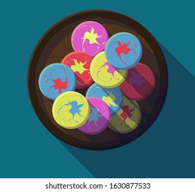 Vector art candy on plate