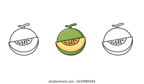 Vector Art Cantaloupe Icon Set