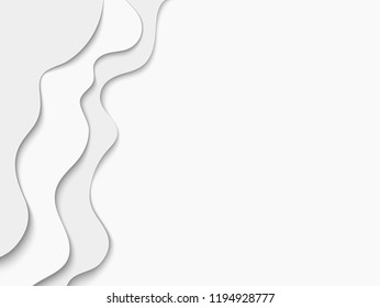 Vector art cartoon gray paper and waves with shadow. Template background for design. 