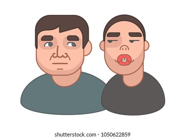 vector art cartoon, logo style illustration of two men