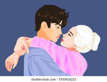 vector art cartoon loving couple