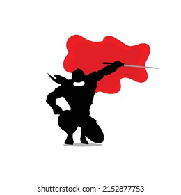 Arte vectorial de la caricatura ninja sobre fondo blanco. vector para la imagen de camiseta de artes marciales geniales.