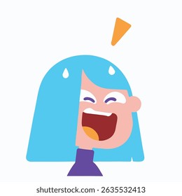 Arte vetorial da mulher dos desenhos animados rindo isolada sobre fundo branco