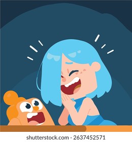 Vector art of Cartoon woman laughing with orange character
