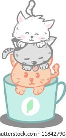 Vector art is cats green tea
