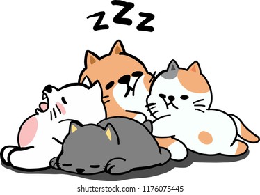 Vector art is cats sleeping with isolated background