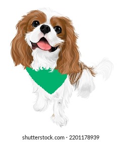 Vector art of cavalier king charles spaniel smiling puppy cute drawing