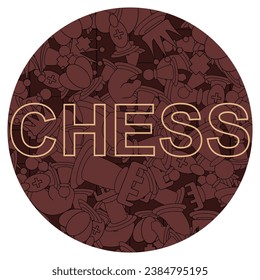 Vector art of a chess game with texture on the back and text on the front, art, vector, circle.
