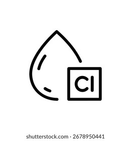 Vector art of chloride icon, water treatment concept line icon vector illustration