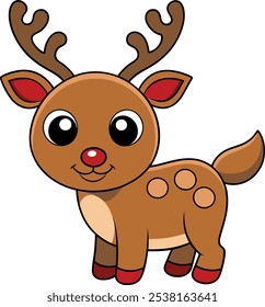 vector art of a christmas baby reindeer