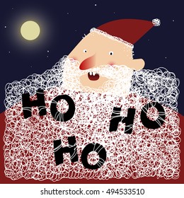 Vector art for Christmas and New Year with cute cartoon Santa Claus. Perfect for invitation, postcards, banners, greeting cards and others.