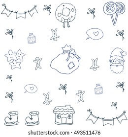 Vector art of christmas set doodle illustration