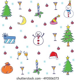 Vector art of christmas set doodles collection