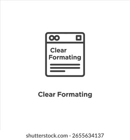 Vector art of clear formatting icon isolated on white background represents text reset