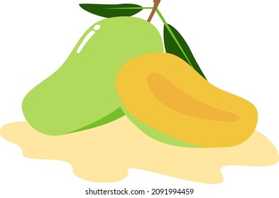 Vector de mango fresco de color verde y naranja