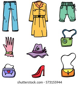 Vector art of clothes style women collection stock