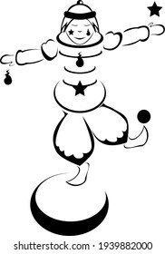 Vector art Clown balancing over ball