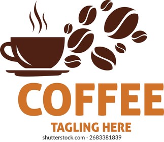 Vector art of coffee cup with beans and text