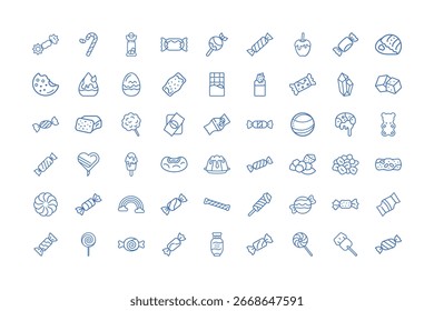 Arte vectorial de colección de caramelos y dulces surtidos, aislados