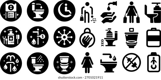 Vector art of collection of bathroom and hygiene icons