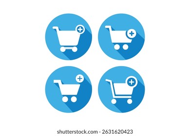 Vector art of Collection of different shopping cart symbols inside blue circles