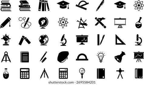 Arte vectorial de colección de íconos de la educación y la ciencia