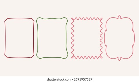 Vector art of collection of four decorative frames with unique borders