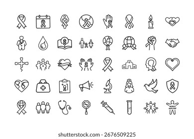 Arte vectorial de colección de íconos dibujados a mano relacionados con la salud, la medicina y la conciencia.