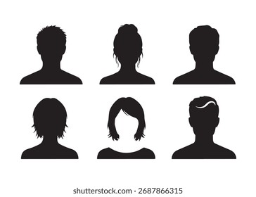 Vector art of collection of human head silhouette