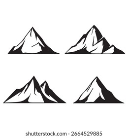 Arte vectorial de colección de siluetas de montaña aisladas sobre fondo blanco