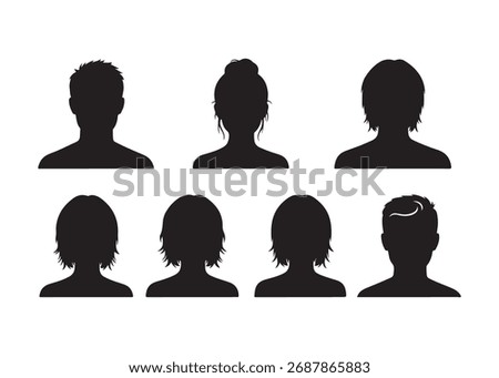Vector art of collection of people silhouette head