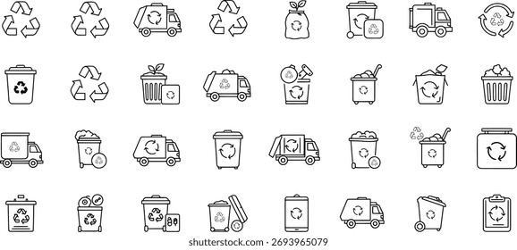 Vektorgrafik der Sammlung von Recycling- und Müllsymbolen
