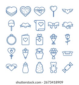 Vector art of collection of romantic icons and symbols for valentines day