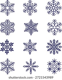 Vector art of collection of snowflake icons, Snowflake Symbols