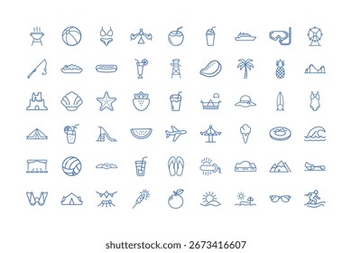 Arte vectorial de colección de iconos de verano y playa
