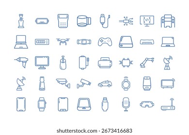 Vector art of collection of technology and gadget icons