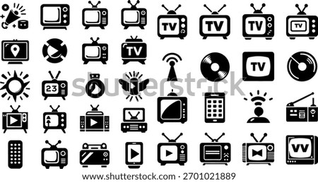 Vector art of collection of television and broadcast icons