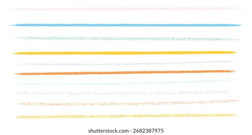 Vector art of colorful crayon lines for design element. pastel underline stroke vector illustration