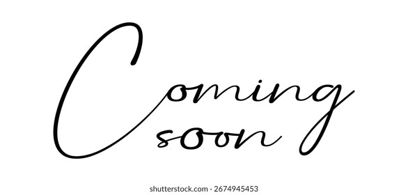 Arte vectorial del texto de caligrafía que llegará pronto para el anuncio
