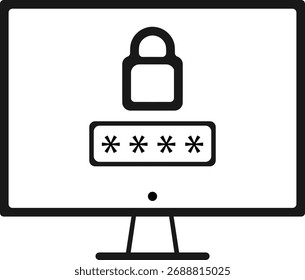 Vector art of computer screen with password protected login