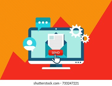 Vector art with concept and email marketing