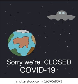 Vector art. Concept of the sickness world. The world is closed.