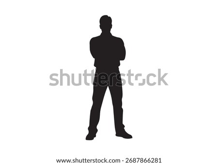 Vector art of confident man silhouette with arms crossed