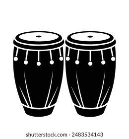 Vector art of congas, capturing the rhythmic essence and cultural richness of these iconic percussion instruments.