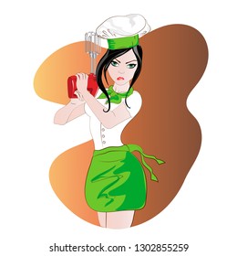 Vector art cook with a mixer