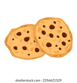 Vector art of cookies with chocolate chips, icon and graphic design